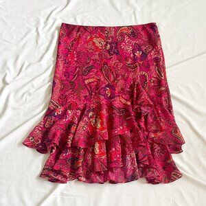 Y2K Mid/Low Rise Pink Paisley Skirt Size XL